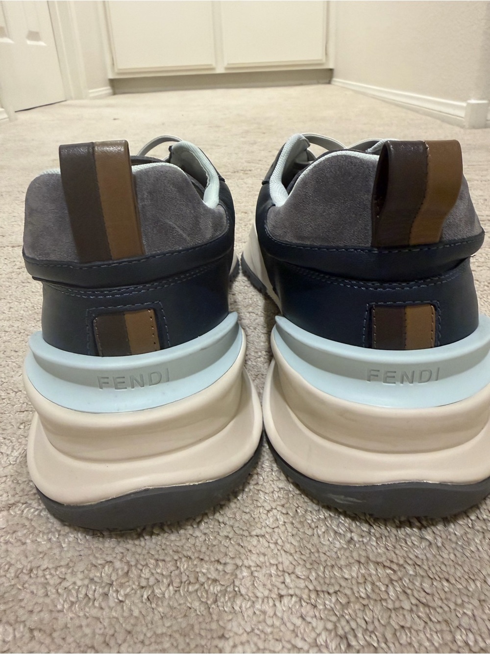 Fendi Flow Tonal Colorblocked Low-Top Sneakers in Blue/Grey Size 11 - Picture 9 of 12